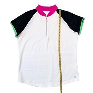 Bette & Court 1/2 Zip Mesh Sleeve Golf Polo Size L‎